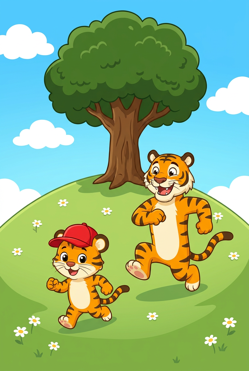 zephyr tiger runs up the hill